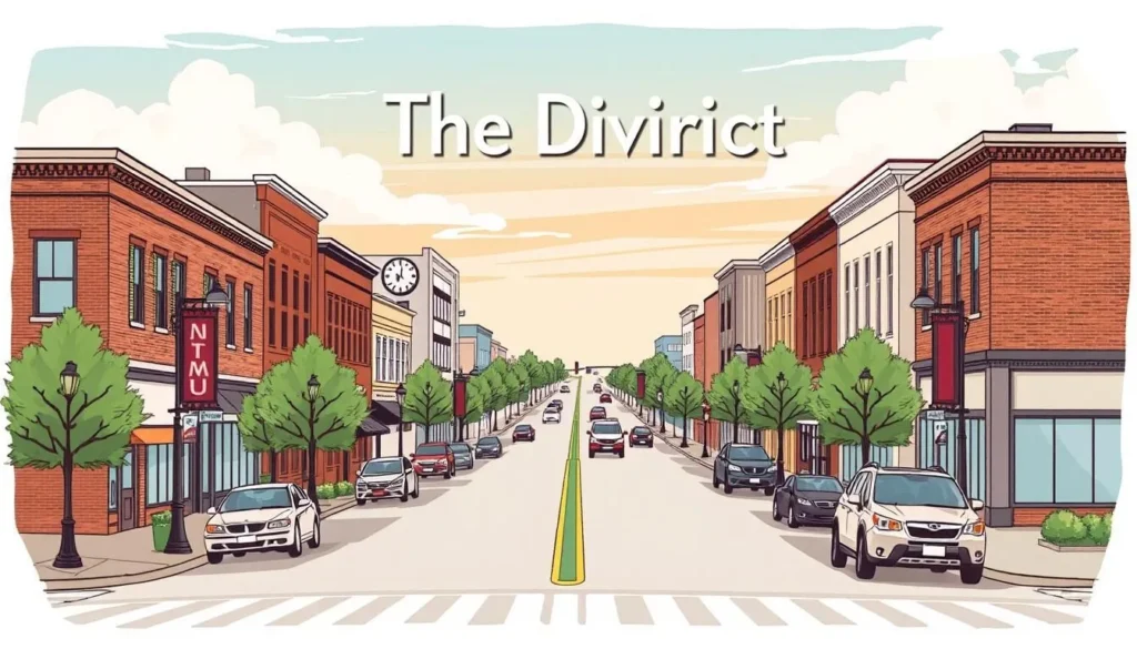 Image of The District, Cedar Rapids, with 12th Avenue in focus