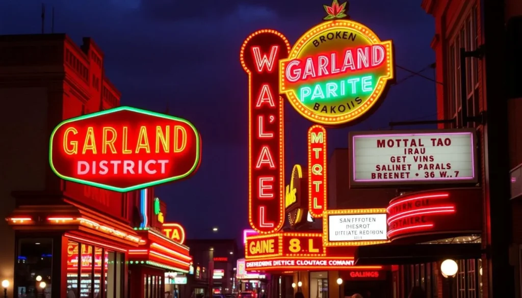 Image of The Garland District Spokane with vintage appeal and neon signs
