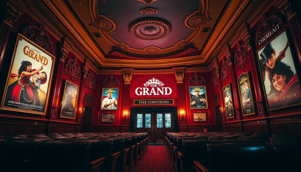 Image of The Grand Cinema's interior, showing its classic movie theater charm