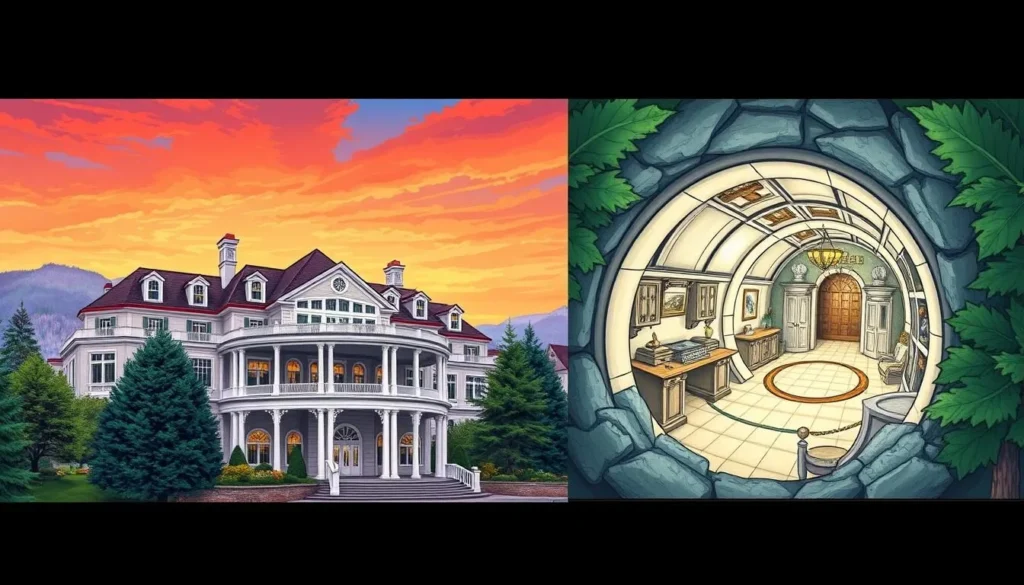 Image of The Greenbrier Resort's exterior and the secret bunker's interior