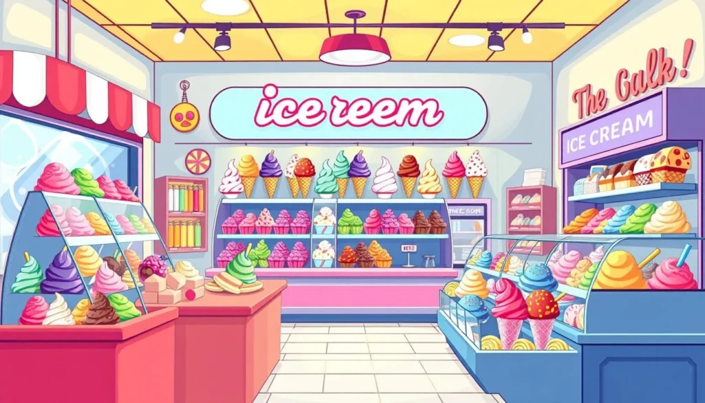 Image of The Ice Cream Store with numerous ice cream flavors