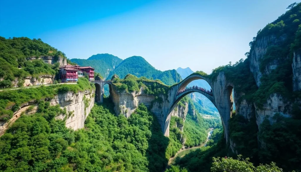 Image of Three Natural Bridges in Wulong Karst National Geology Park
