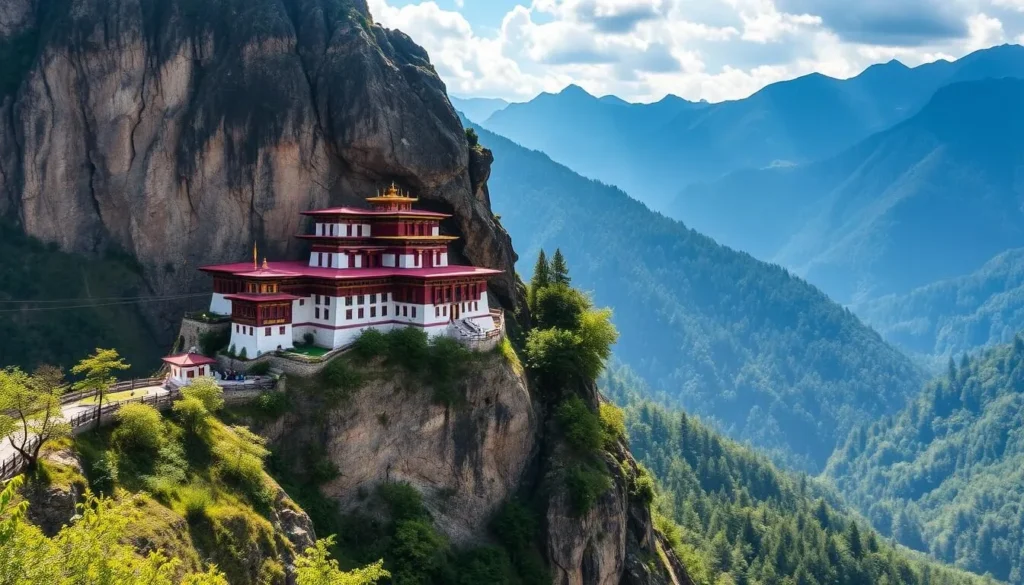 Image of Tiger's Nest Monastery perched on a cliff in Bhutan