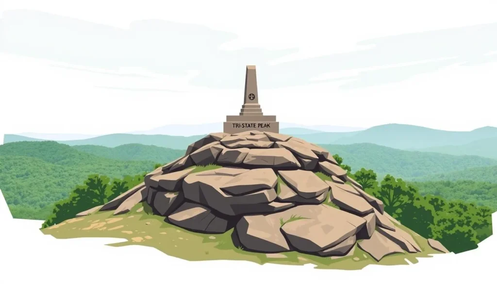 Image of Tri-State Peak with a monument marking the intersection of Kentucky, Tennessee, and Virginia