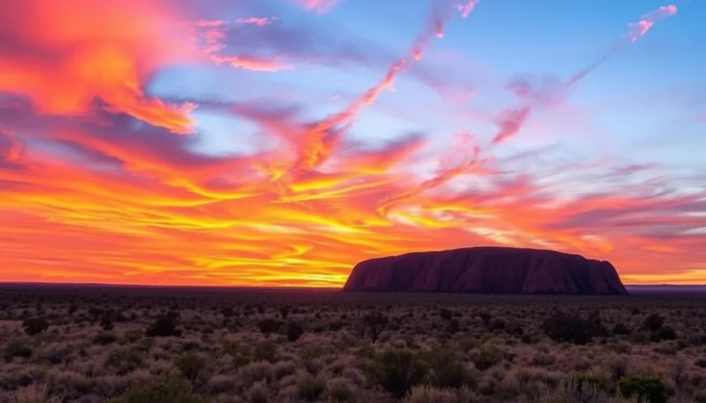 Image of Uluru at sunset with vibrant colors
