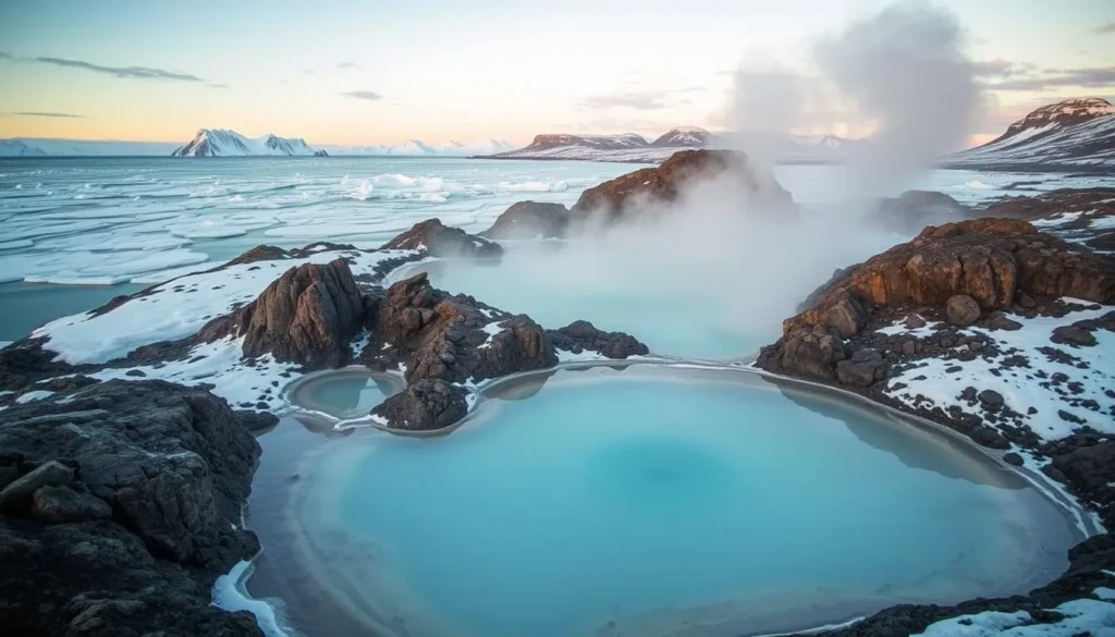 Image of Uunartoq Hot Springs surrounded by Arctic scenery Image of Uunartoq Hot Springs surrounded by Arctic scenery