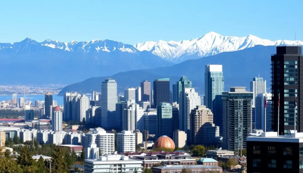 Image of Vancouver skyline with mountains in the background