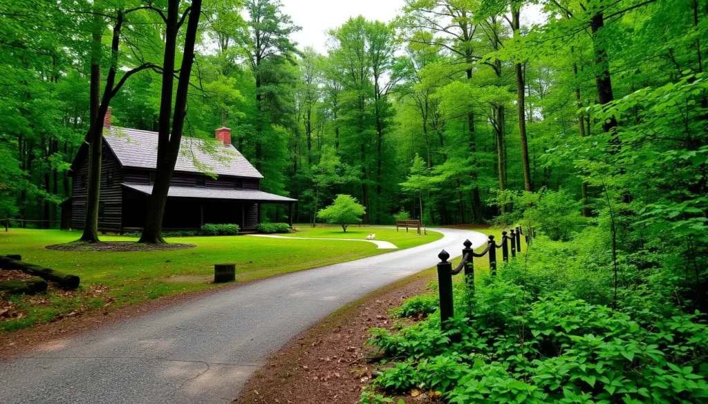 Image of Vaughan Woods in Hallowell, Maine, showcasing its historic homestead and beautiful trails.
