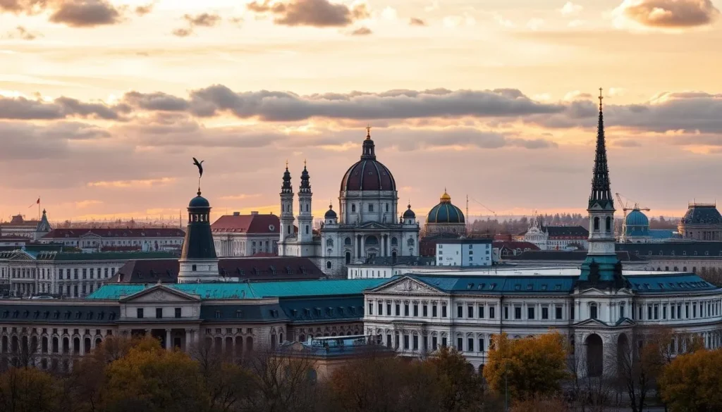 Image of Vienna's skyline with grand historical buildings Image of Vienna's skyline with grand historical buildings