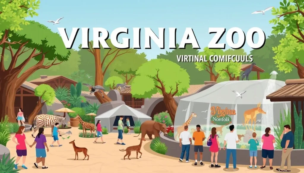 Image of Virginia Zoo Norfolk with animals and visitors