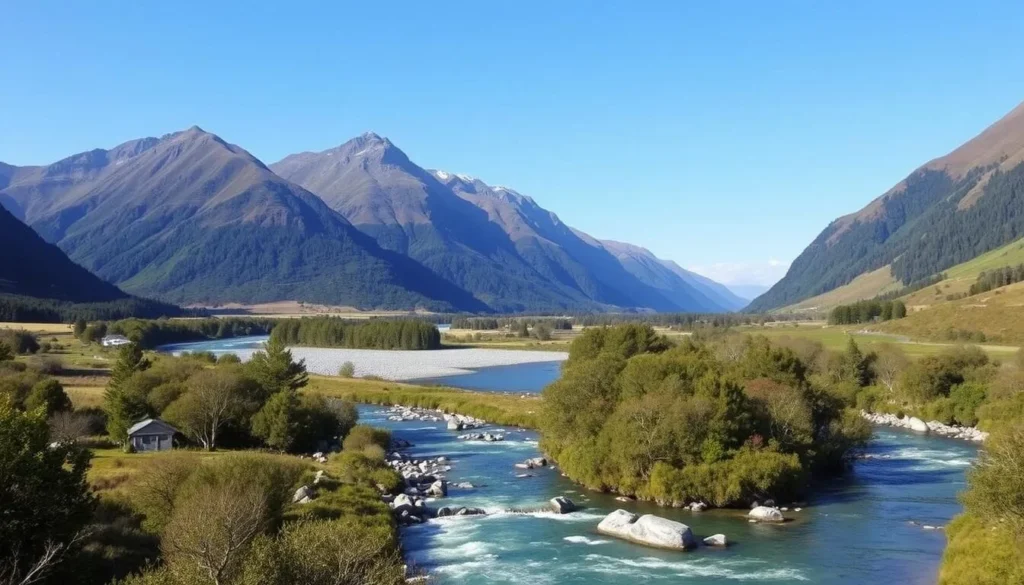 Image of Waiau River, Te Anau, New Zealand, used as Anduin River in Lord of the Rings films