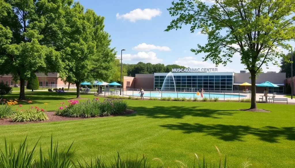 Image of Weed Park with the Muscatine Aquatic Center
