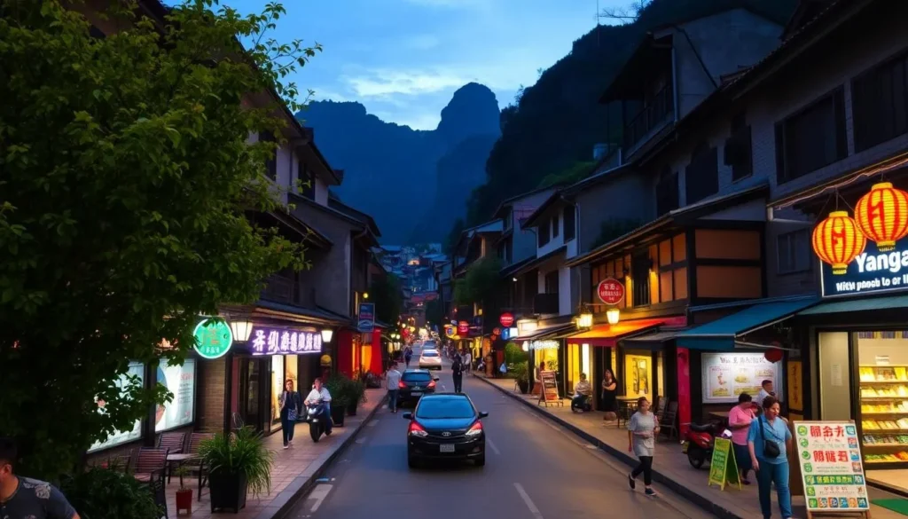 Image of West Street Yangshuo at dusk