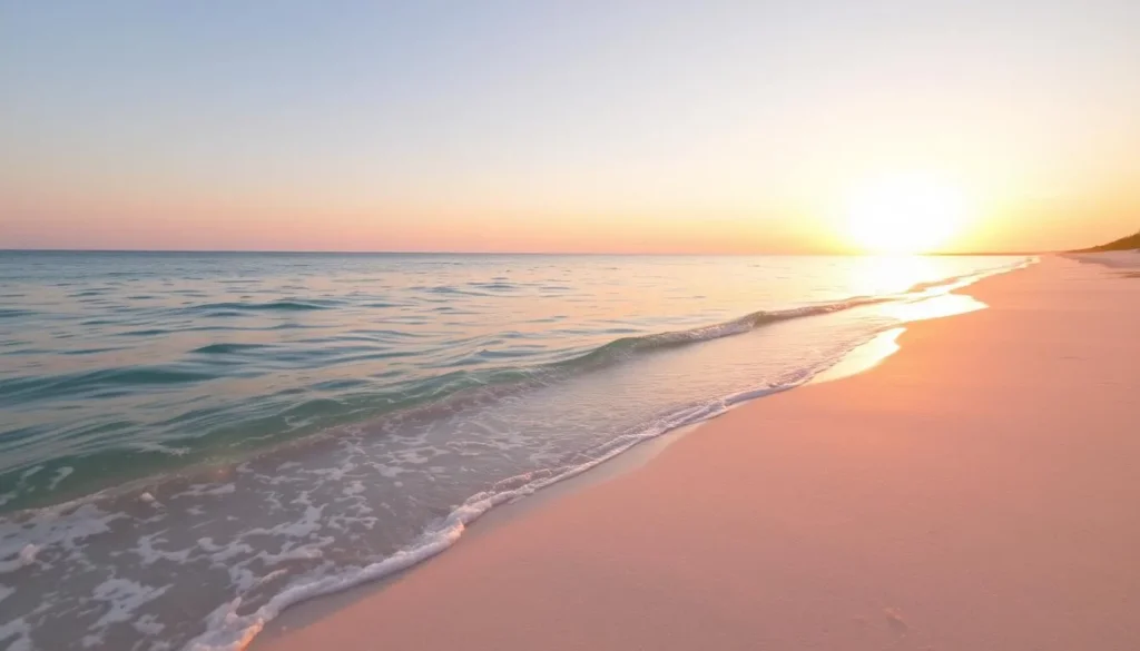 Image of White Beach at sunset with crystal-clear waters and powdery sand