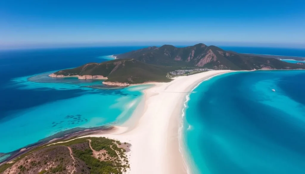 Image of Whitehaven Beach with its pristine silica sands and crystal-clear waters