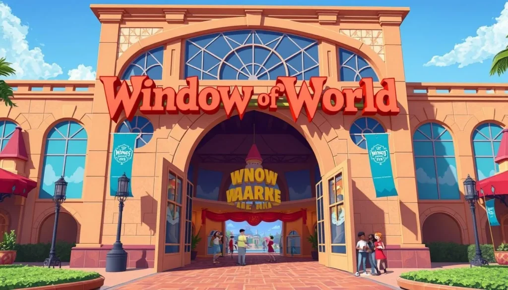 Image of Window of the World theme park's entrance, showcasing its iconic architecture.