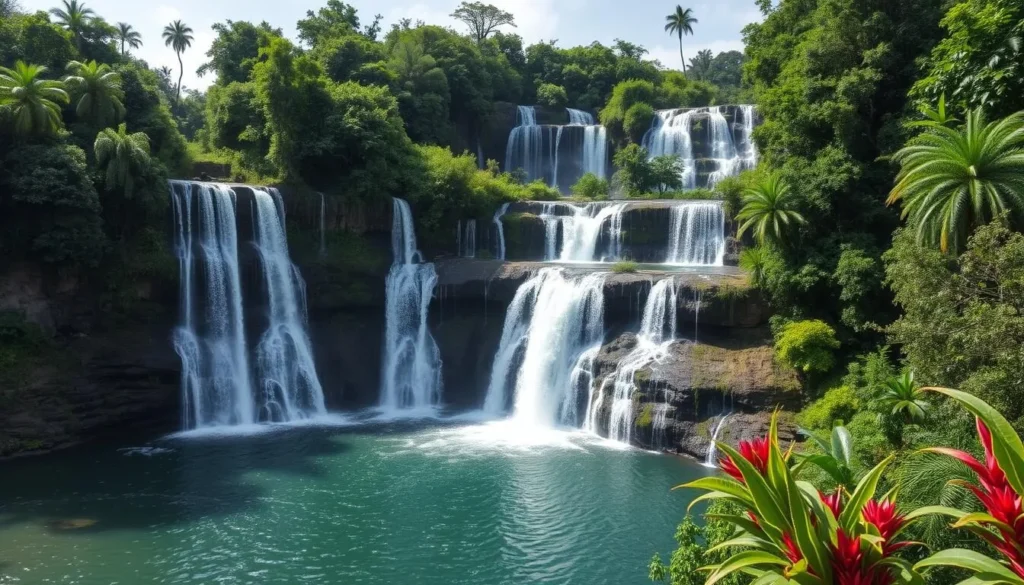 Image of YS Falls, a seven-tiered waterfall in Jamaica