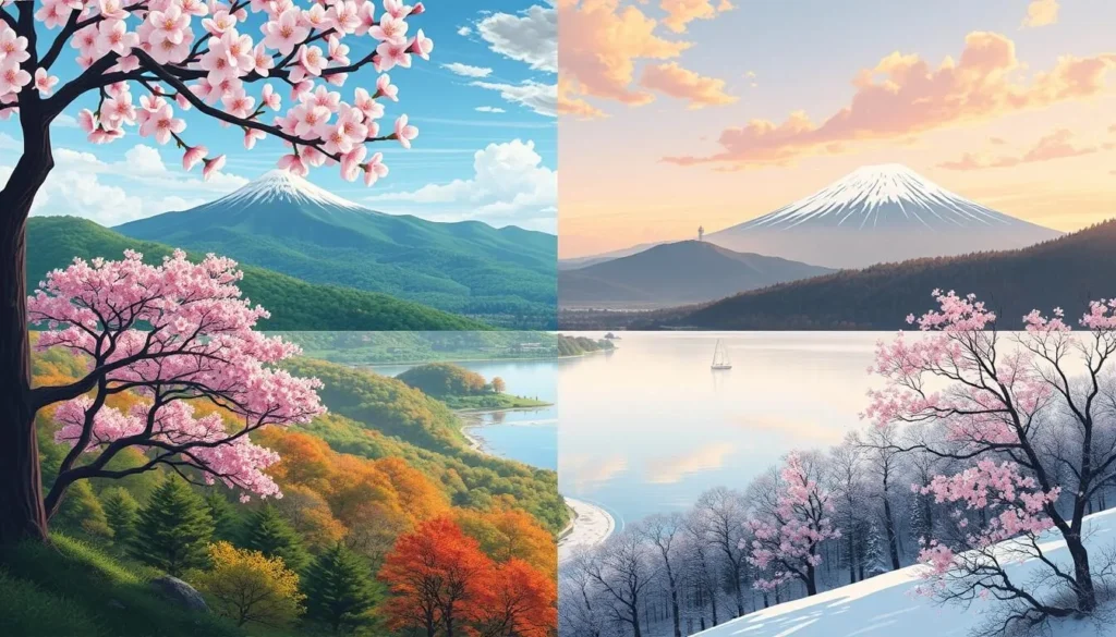 Image of Yamaguchi Prefecture's diverse landscapes across different seasons