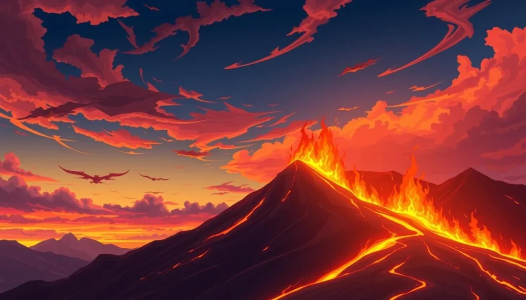 Image of Yanar Dag at sunset with flames burning