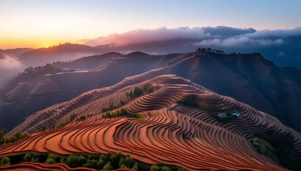 Image of Yuanyang Rice Terraces at sunrise