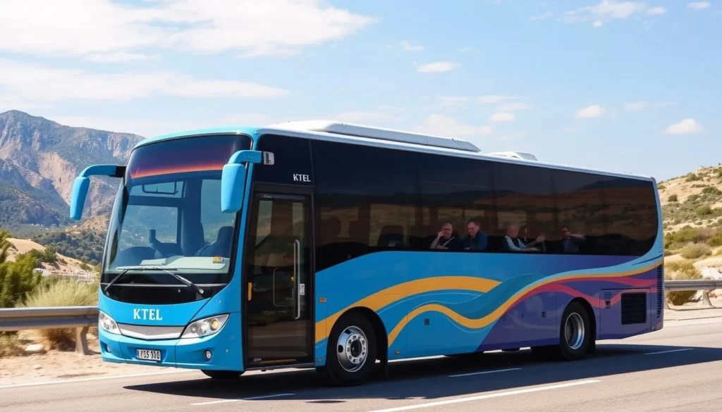 Image of a KTEL bus traveling from Athens to Epidaurus