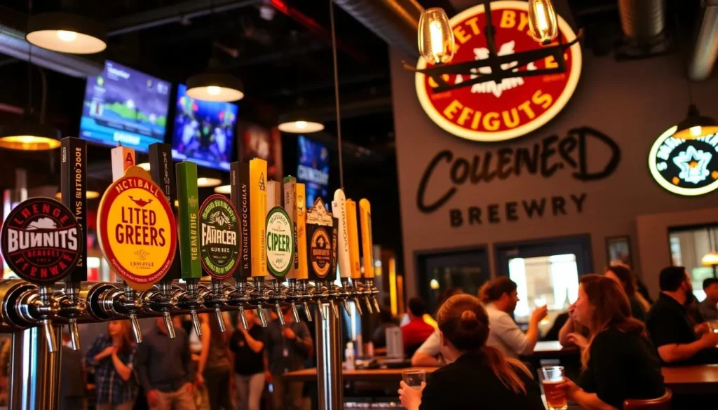 Image of a Louisville craft brewery with a variety of local beers on tap