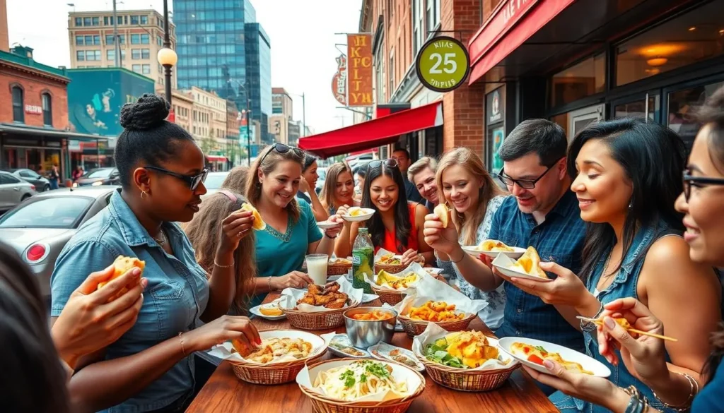 Image of a Memphis Food Tour group sampling local cuisine