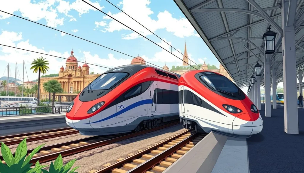 Image of a TGV train at Cannes train station