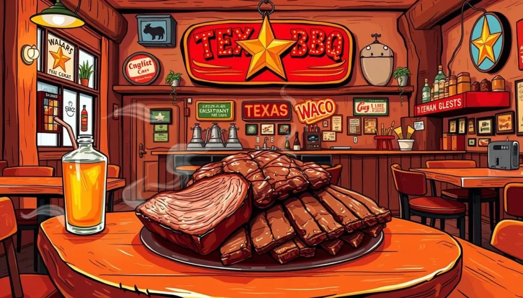 Image of a Texas BBQ restaurant in Waco with a mouth-watering brisket or ribs