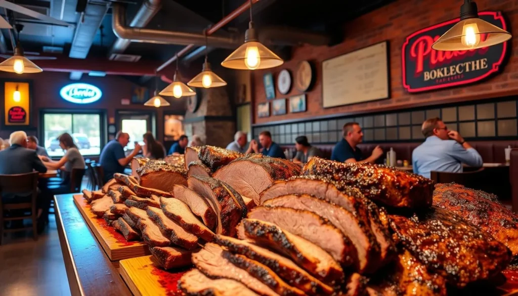 Image of a barbecue joint with smoked brisket