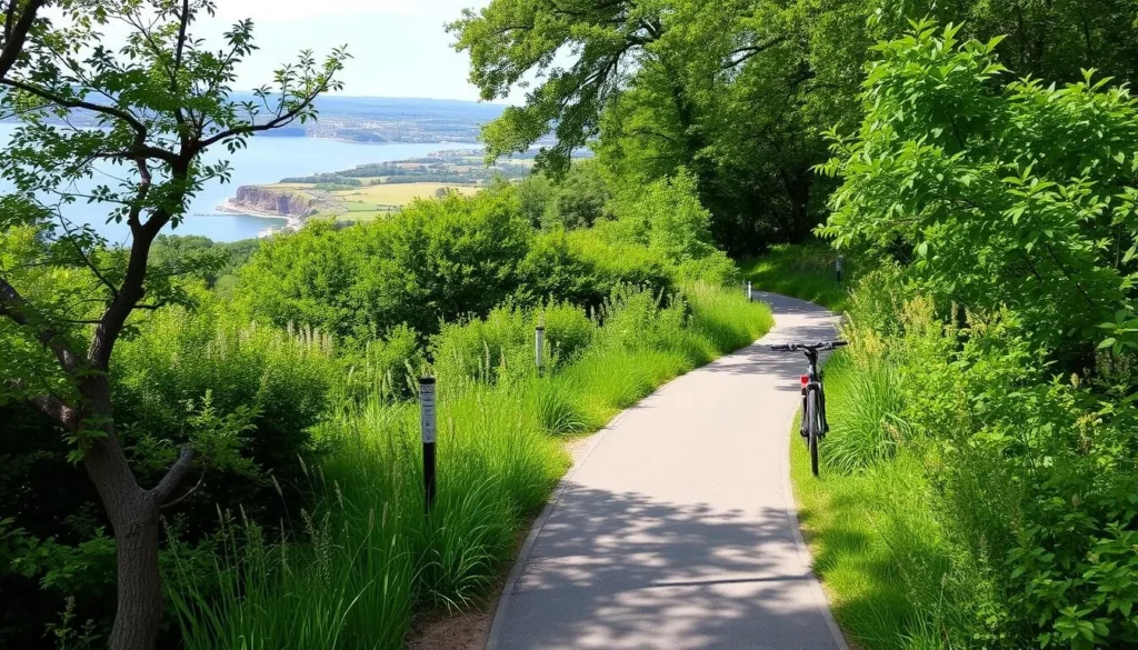 Image of a bike path on Martha's Vineyard with scenic views