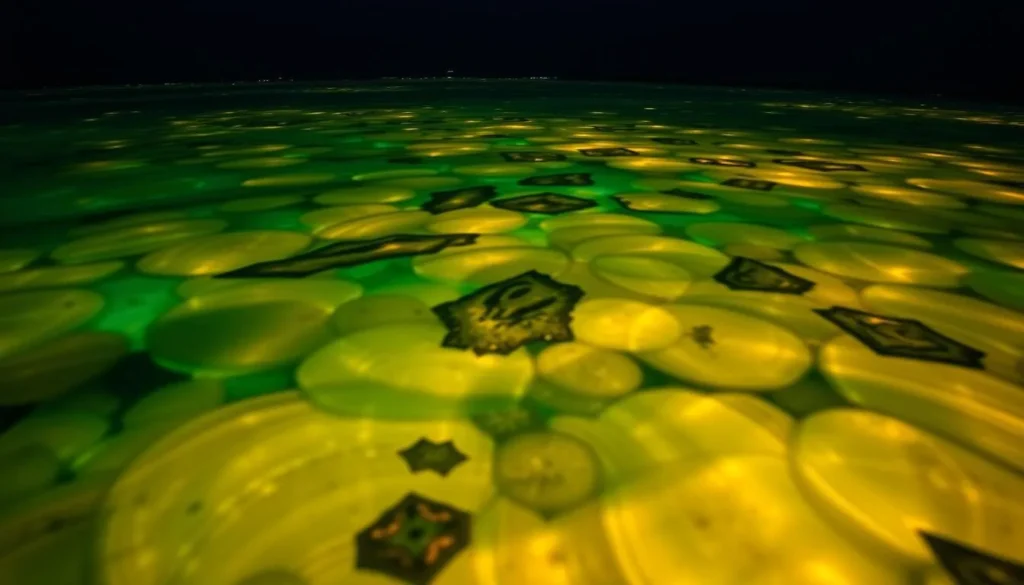 Image of a bioluminescent bay in Puerto Rico with glowing water
