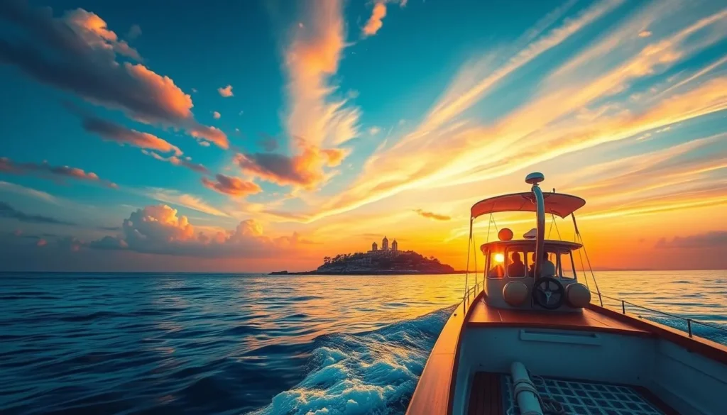 Image of a boat approaching Isla de Caja de Muertos
