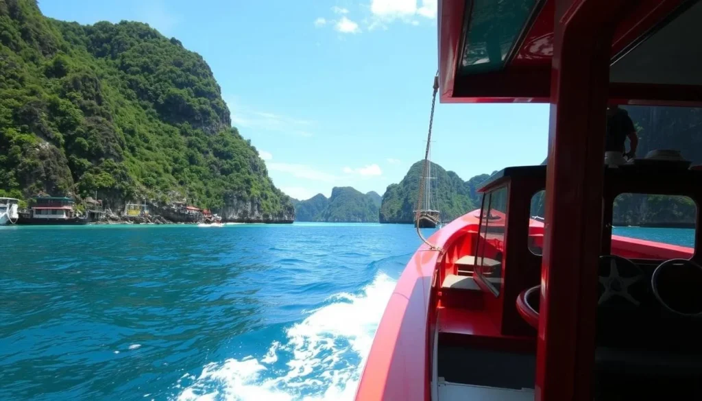 Image of a boat approaching Sabtang Island