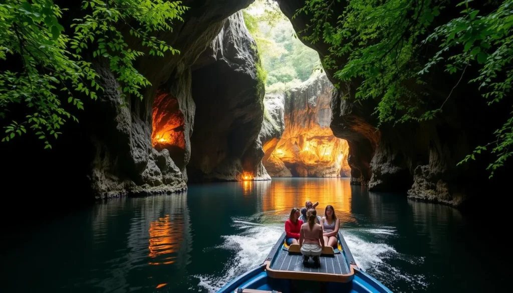 Image of a boat tour inside Penn's Cave