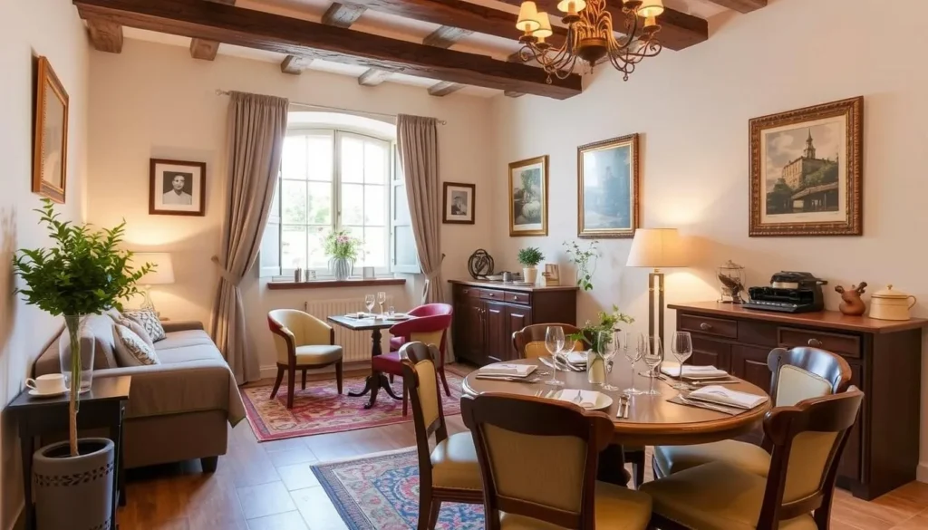 Image of a boutique hotel in Saint-Émilion with a cozy breakfast area