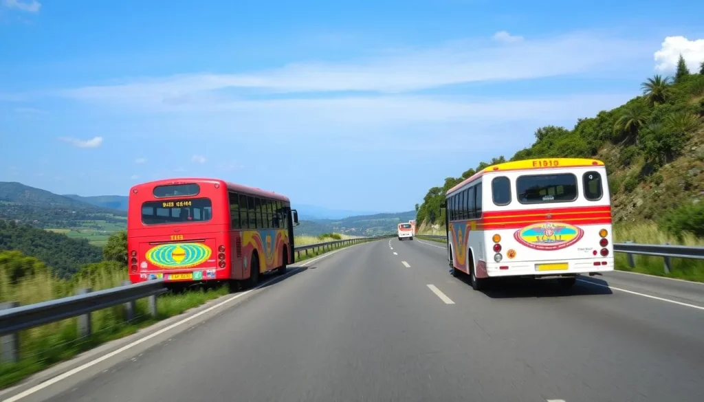 Image of a bus traveling on a highway