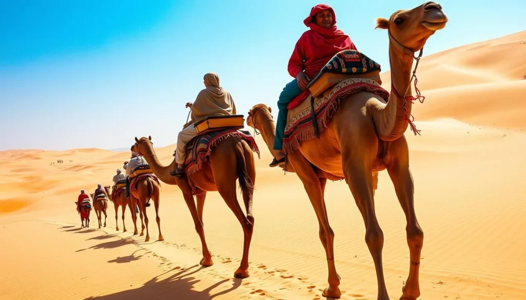 Image of a camel ride in the Sahara Desert