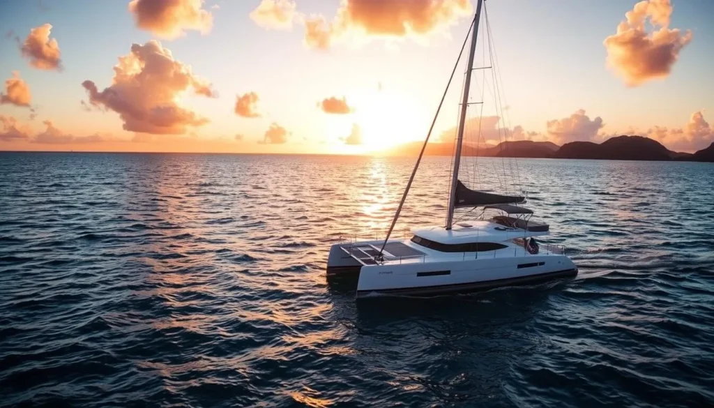 Image of a catamaran sailing in the waters around St. Croix
