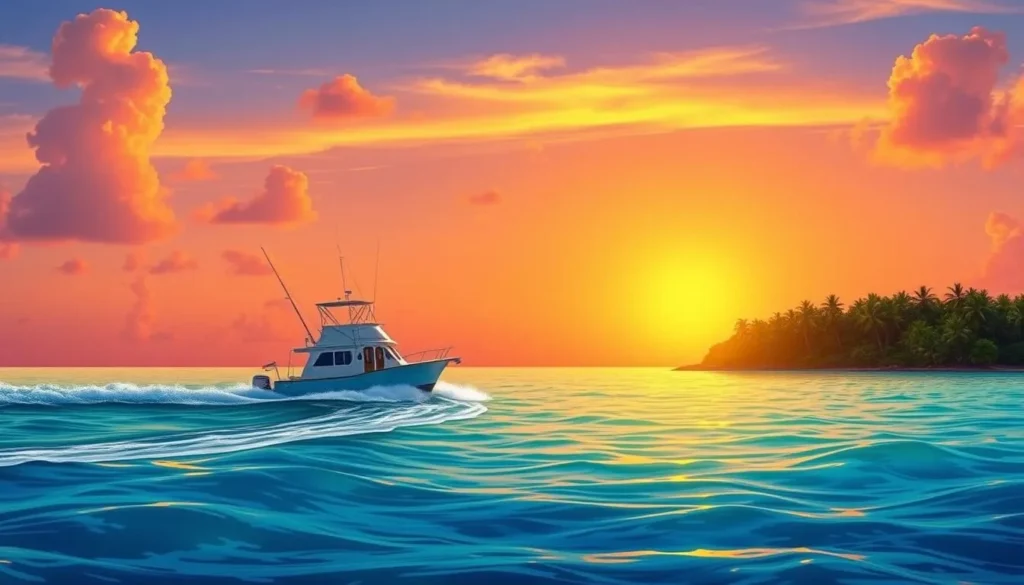 Image of a charter boat approaching Buck Island