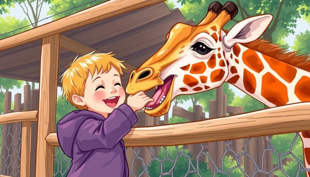 Image of a child feeding a giraffe at Seneca Park Zoo
