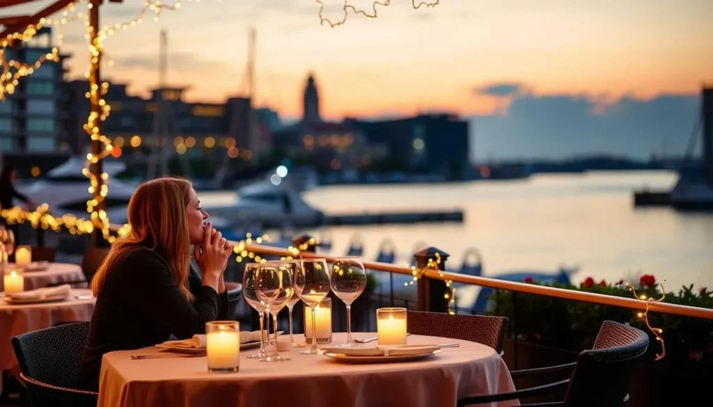 Image of a couple enjoying a romantic dinner at National Harbor