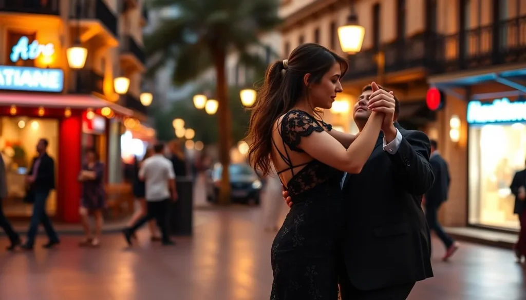 Image of a couple taking a tango lesson in Buenos Aires