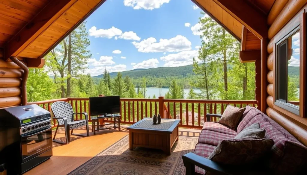 Image of a cozy cabin rental near Green River Lake with modern amenities