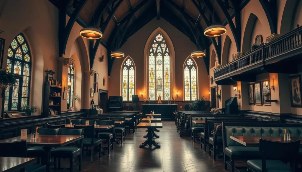 Image of a cozy, former church turned into a cafe