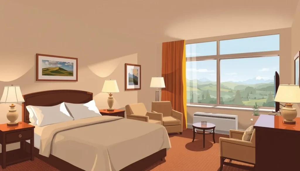Image of a cozy hotel room in Parkersburg