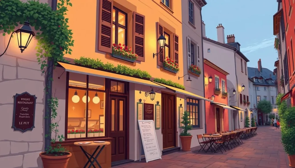Image of a cozy restaurant in Le Puy's old town