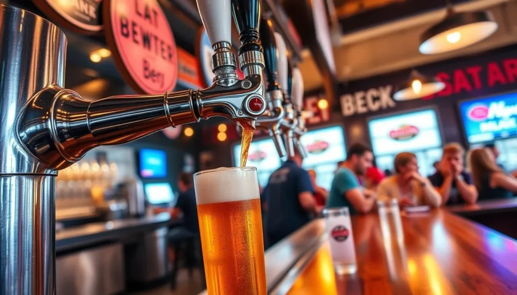 Image of a craft beer being poured at a local brewery