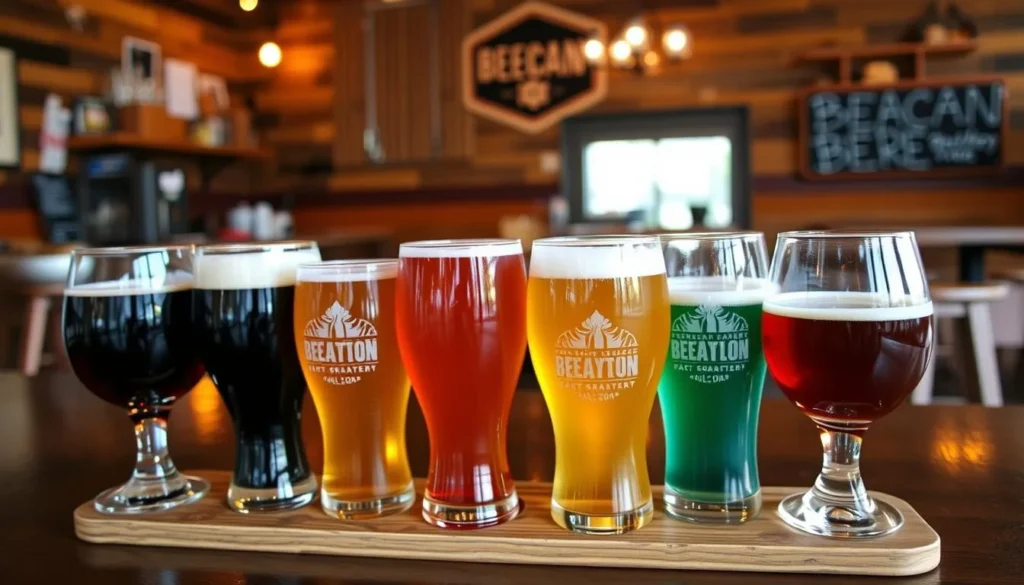 Image of a craft beer flight at a Beacon brewery