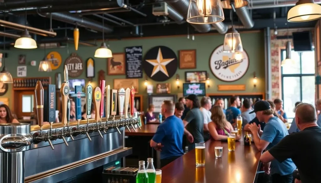 Image of a craft brewery from the Fort Worth Ale Trail, with a variety of beers on tap